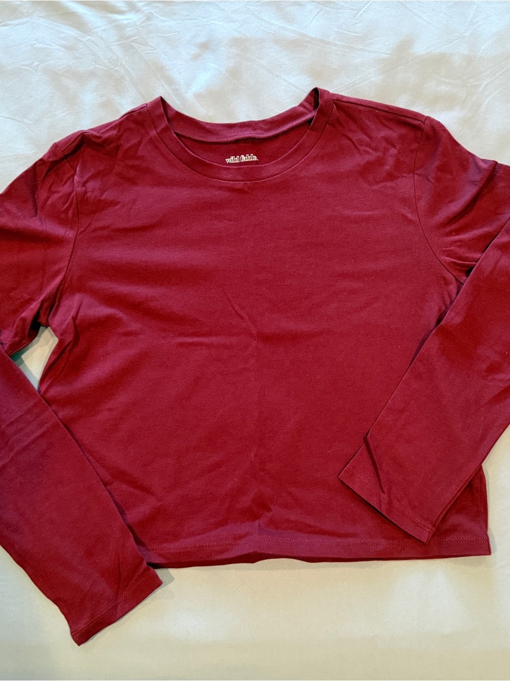 wild fable Long Sleeve Cropped Top - Burgundy